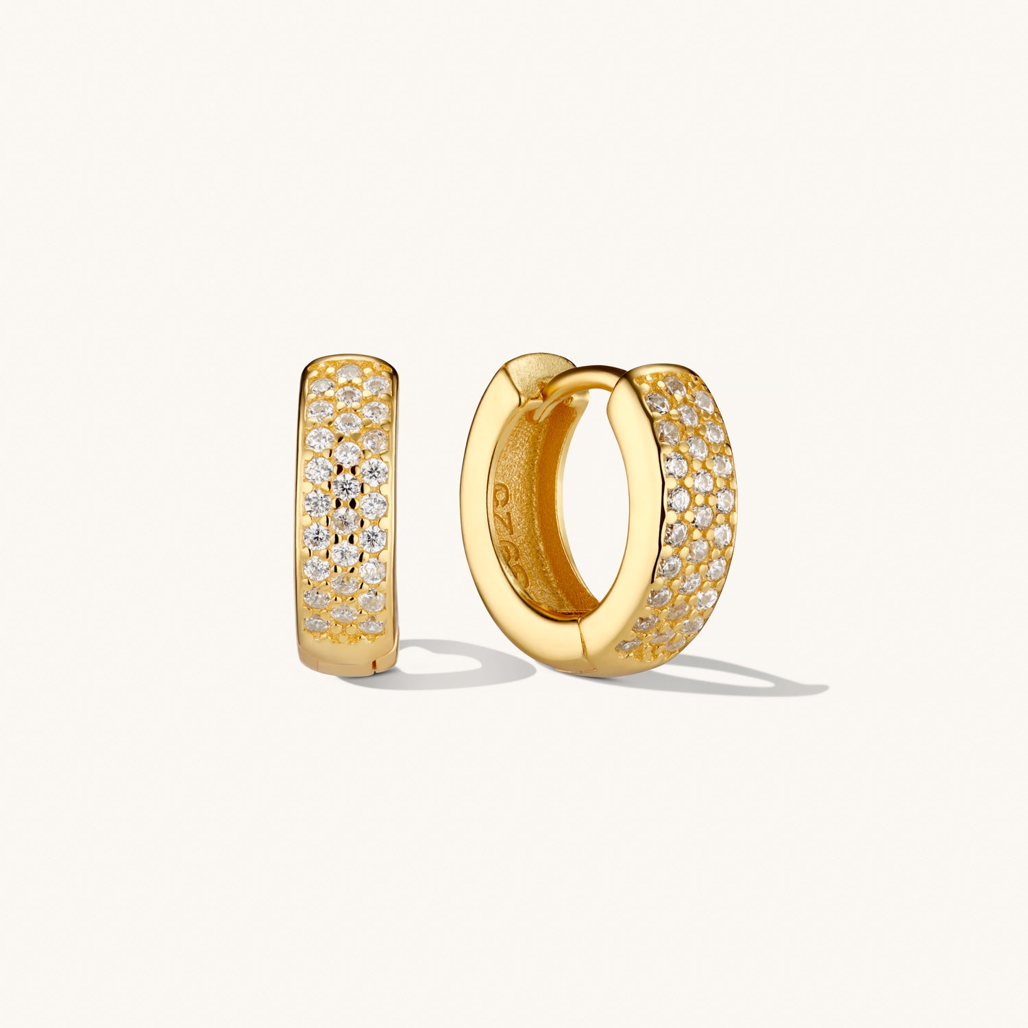 Pave Huggie Hoops - Gold