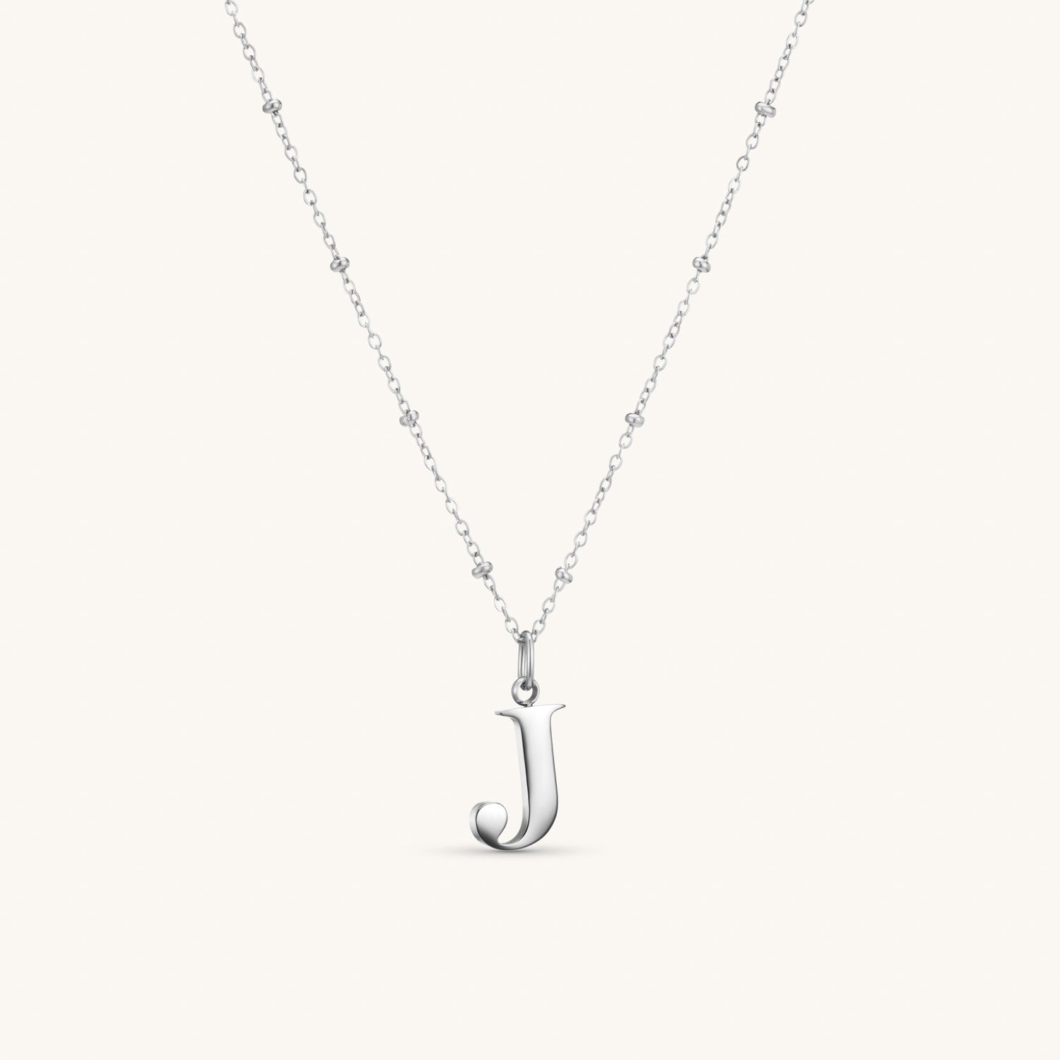J Initial Necklace Silver – Dylan Oaks UK