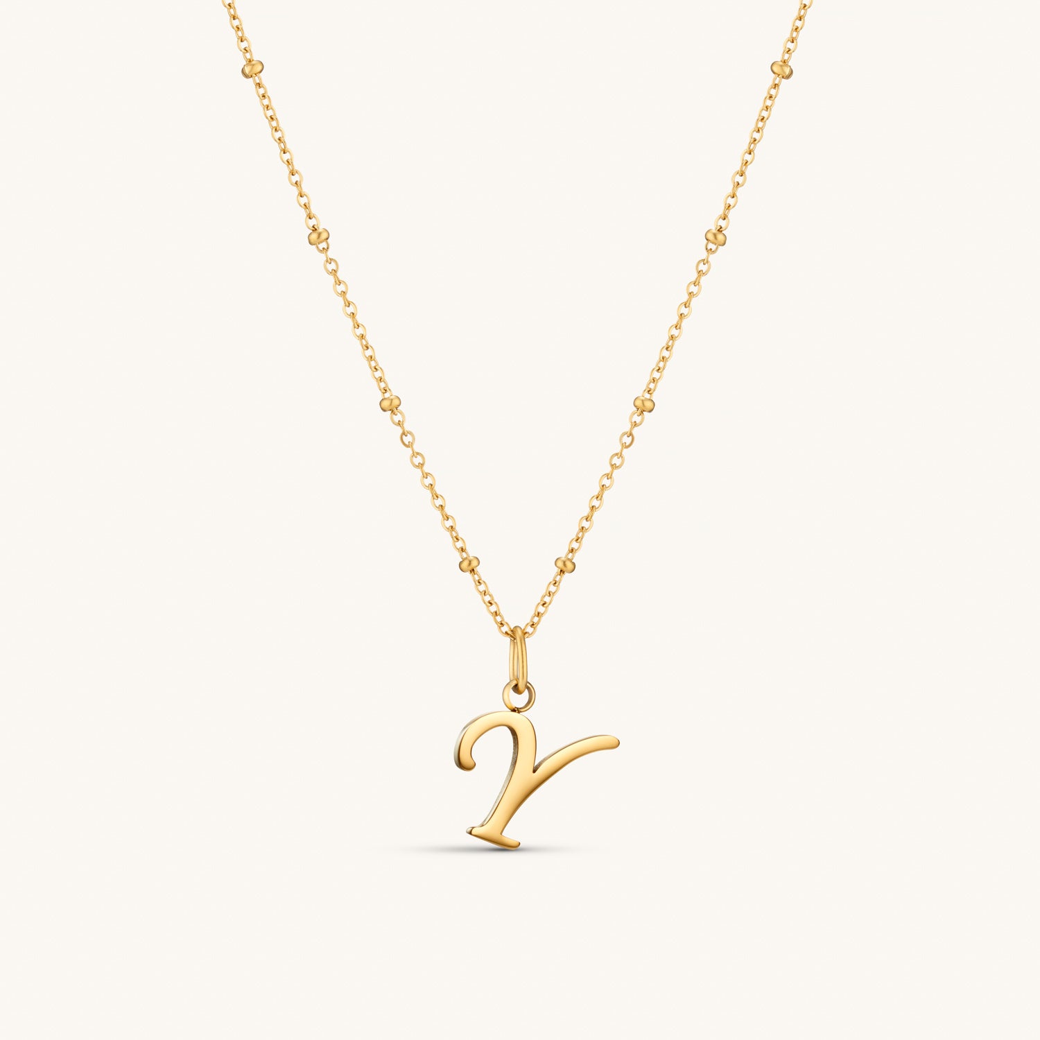 Y Script Initial Necklace Gold – Dylan Oaks UK